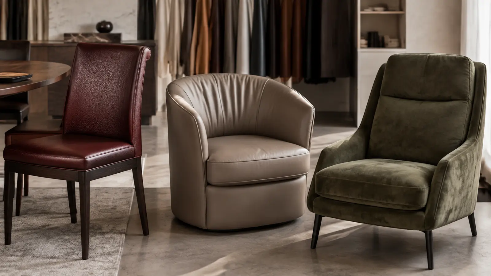 PVC, PU and microfiber synthetic leather used on different furniture styles
