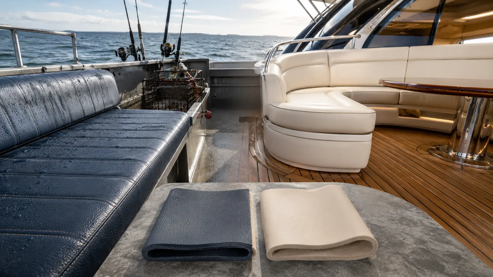 Marine vinyl and PU leather boat seating comparison