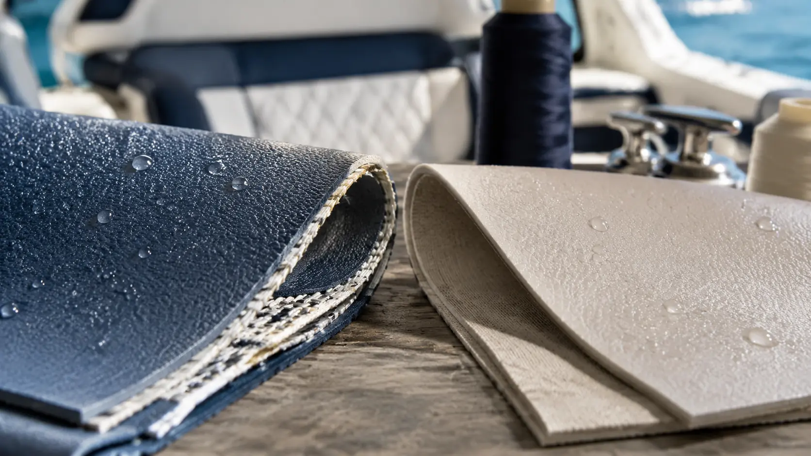 Marine vinyl and PU leather material samples